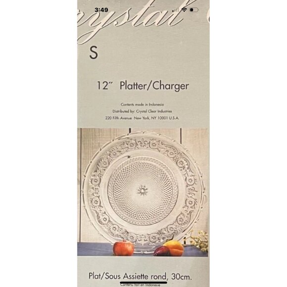 12" Crystal Clear Trellis Glass Platter/Charger Round Decorative Plate NWOB - Picture 4 of 10